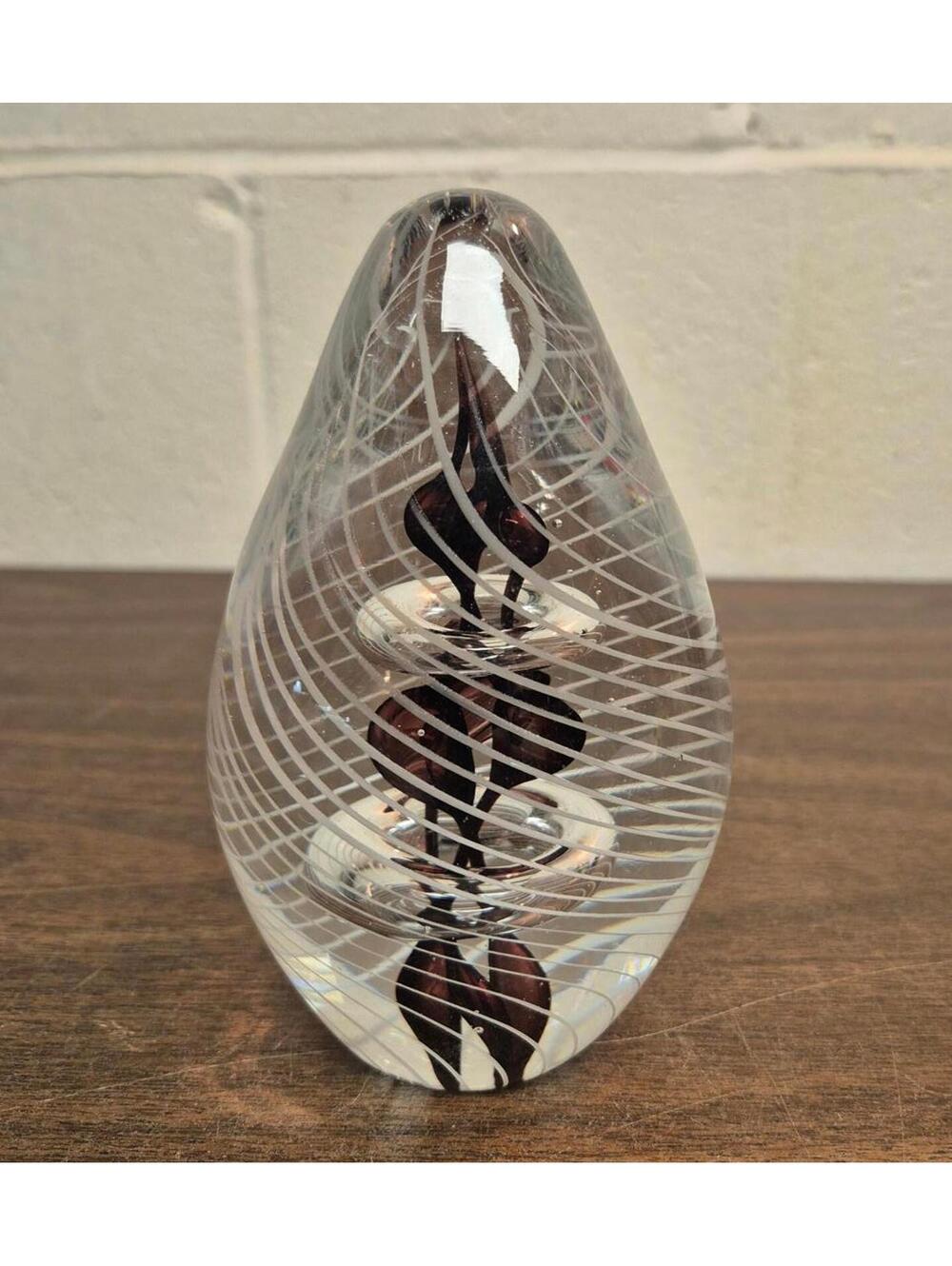 Decorative Glass Art Paperweight with Swirling Design